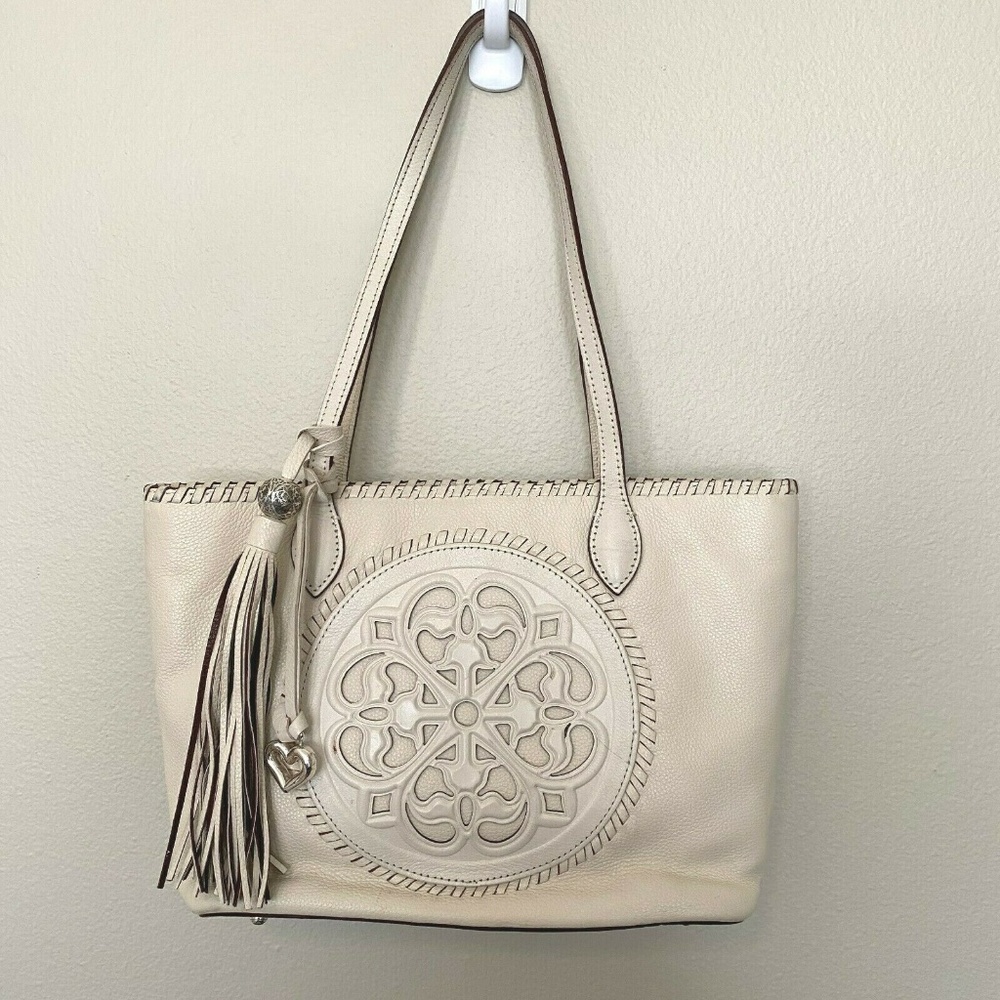 Brighton Gabriella Medallion Tote Leather Off White Handbag Ferrara collection